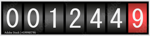 Counter display with running numbers, vector illustration