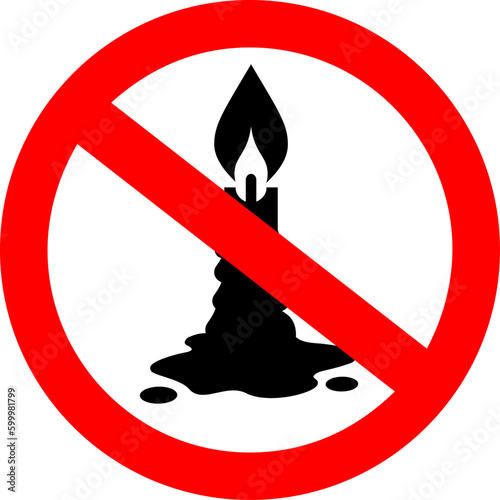 No burning candles allowed vector sign