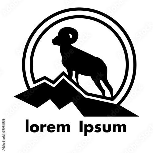 Logo vector silhouette of mountain goat. 
