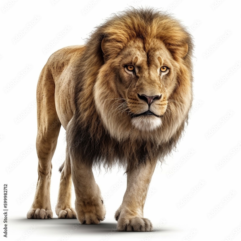 Lion isolated on white background (Generative AI)
