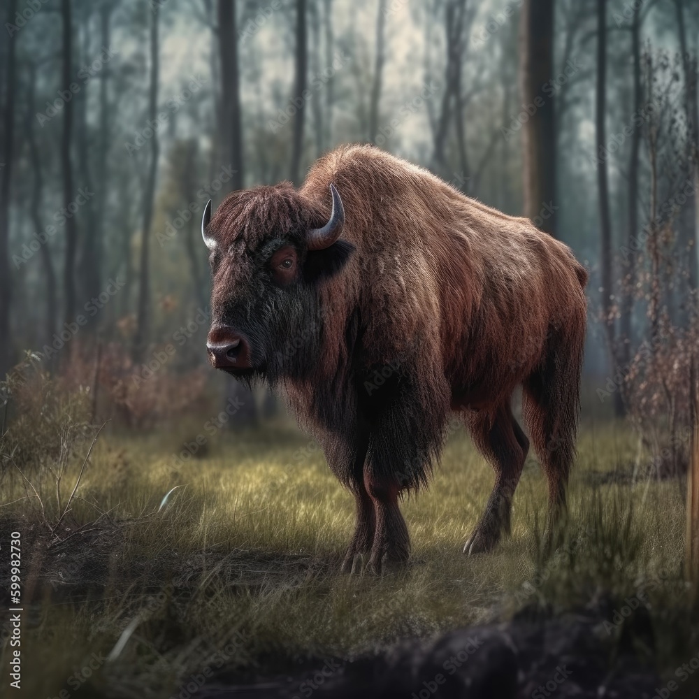 Bison in natural habitat (generative AI)