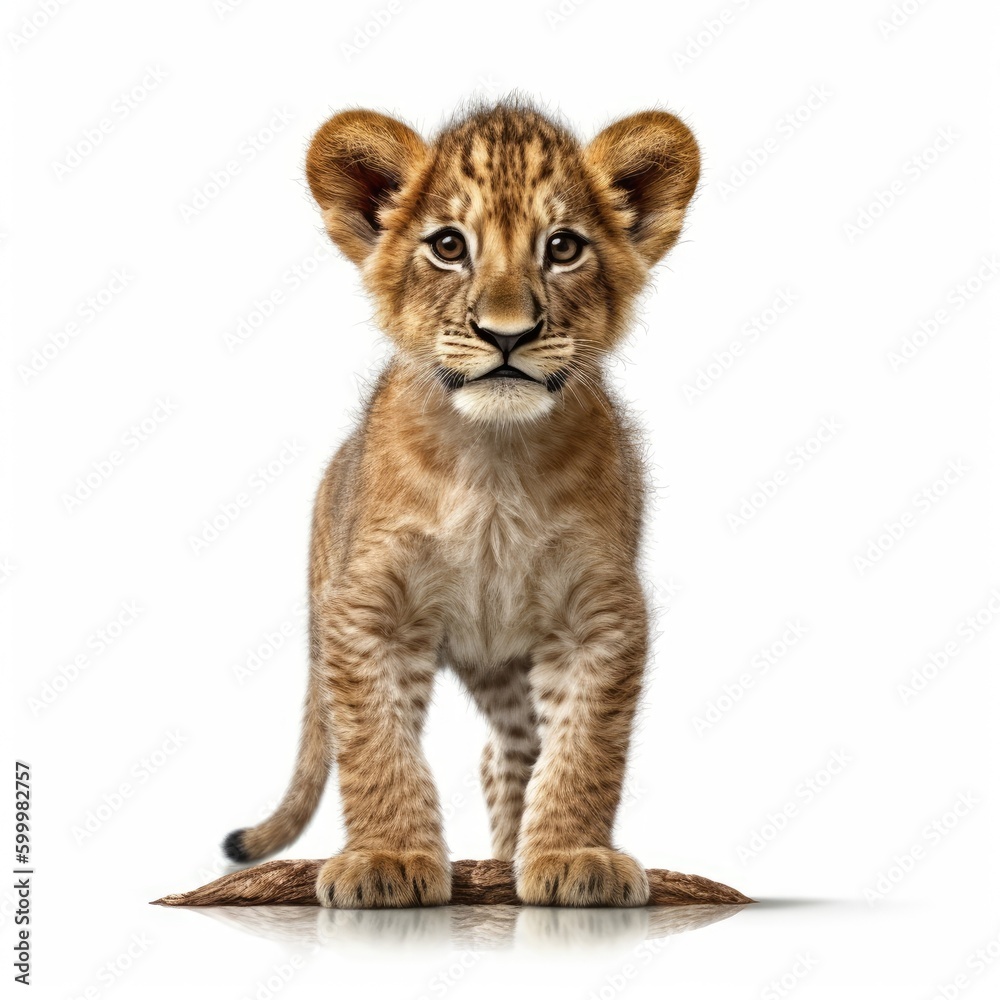 Baby Lion isolated on white (generative AI) Baby Lion isolated on white (generative AI)