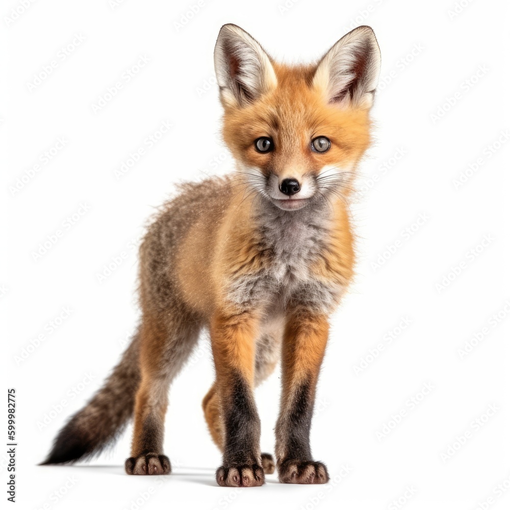 Baby Fox isolated on white (generative AI)