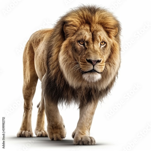 Lion isolated on white background (Generative AI)