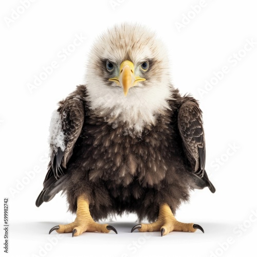 Baby Bald Eagle isolated on white (generative AI)