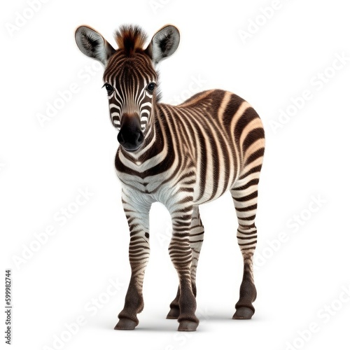 Baby Zebra isolated on white  generative AI 