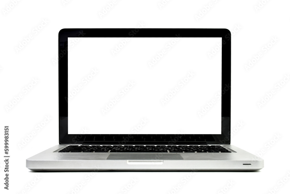 Clipping path. Modern Laptop isolated empty(Mockup) white screen on white background view. Mockup laptop white screen view. Clipping path. Modern Laptop isolated empty(Mockup) white screen on white background view. Mockup laptop white screen view.