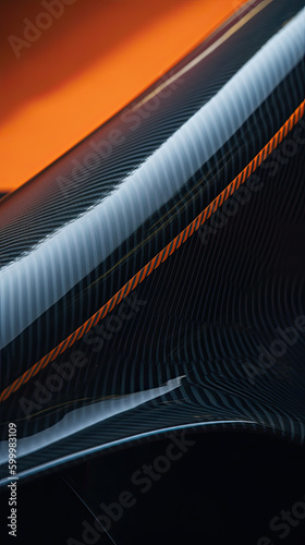 Black orange Carbon aerodynamic tuning parts, CFRP structure Generative AI