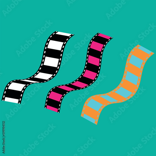 Film strip movie cinema icon graphic vector image. 3d film strip collection vector image