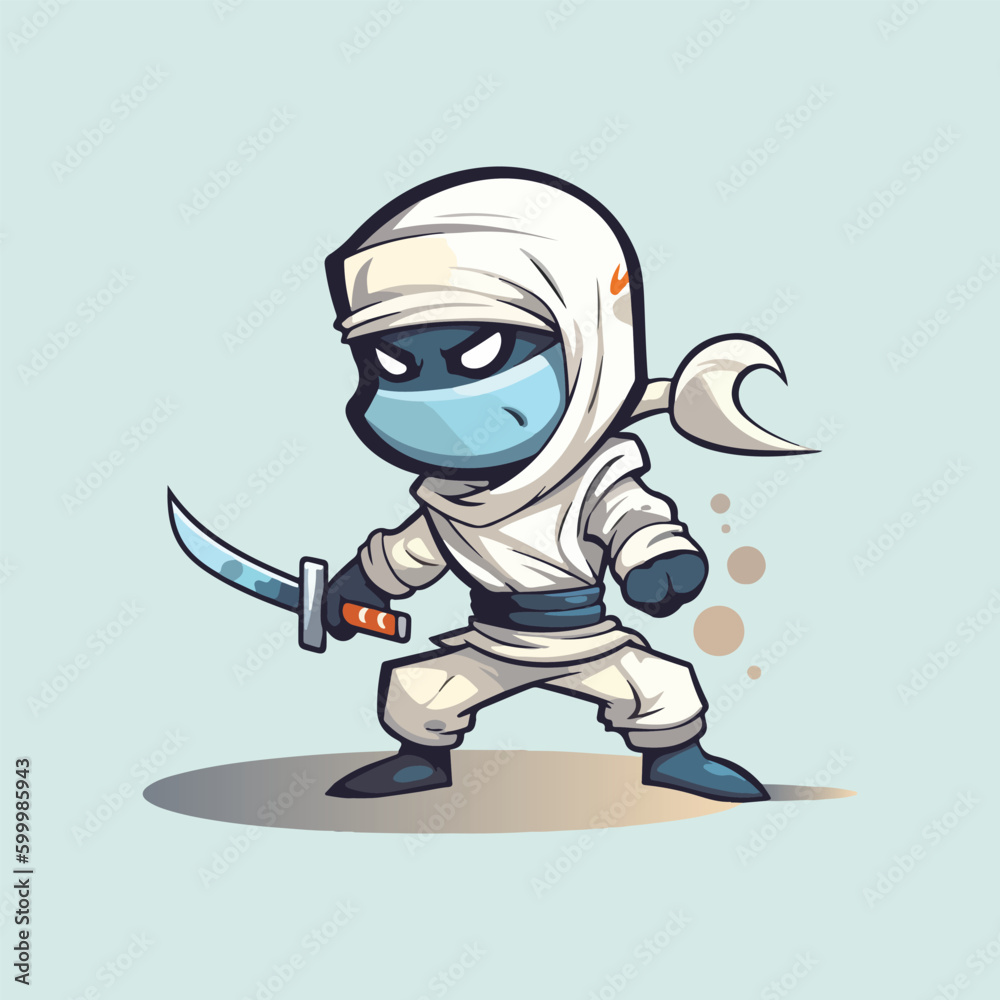 Cartoon ninja assassin with sword vector illustration Cartoon ninja assassin with sword vector illustration