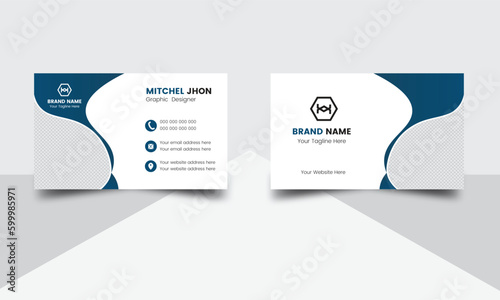 Business card layout with modern design. Visiting card professional unique business card design. Flat business card vector design. Double sided business card design. Corporate template business card  