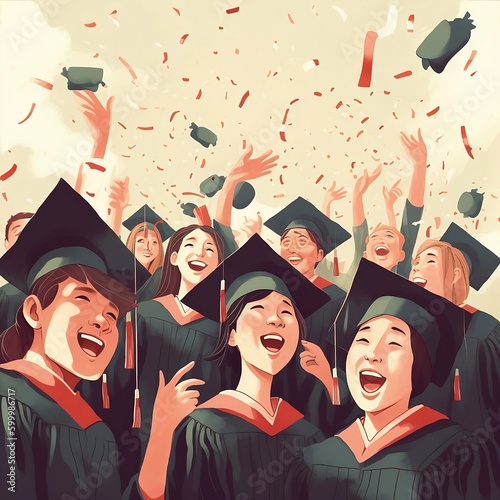From Students to Graduates: Celebrating Academic Achievement and Success in Black Gowns and Caps at the College Commencement Ceremony
