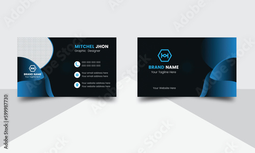 Simple corporate business card design. Flat business card vector design. Double sided business card design. Clean advertising modern design. Unique business card design. Business card layout with mode
