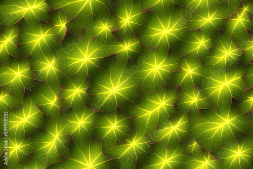 Seamless texture of green yellow leaves. Beautiful seamless wallpaper, background. Top view, flat lay. Generative AI