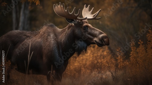 Majestic Moose in Natural Habitat AI Generated Generative AI