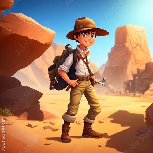 Image of professions (Archaeologist), cartoon style generated by artificial intelligence