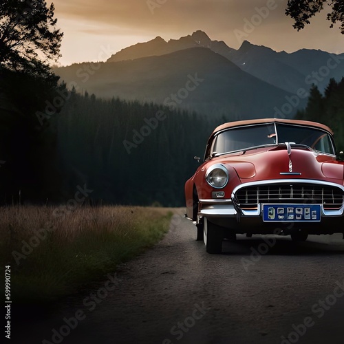 Old Car In Dark Woods Generative Ai © Ilan