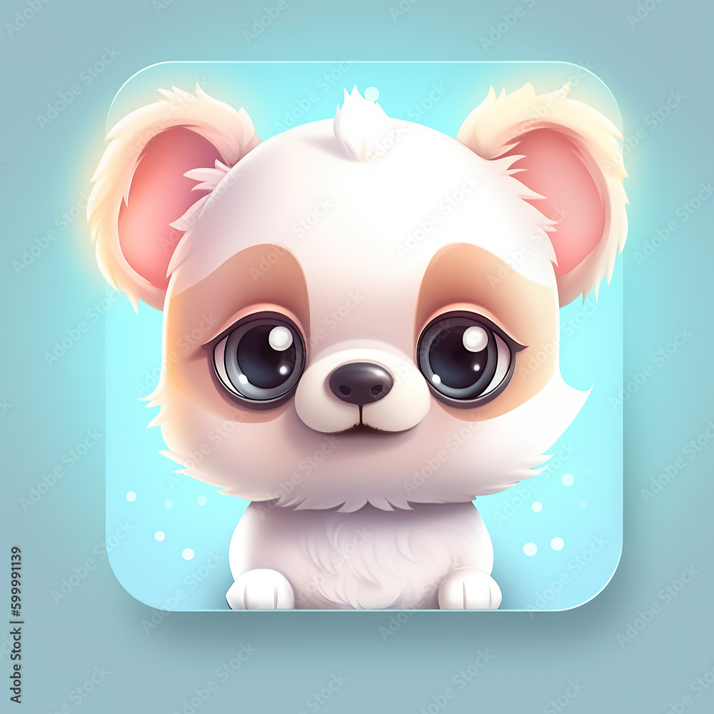 Cute little dog - ios style icon - Generative AI, AI generated