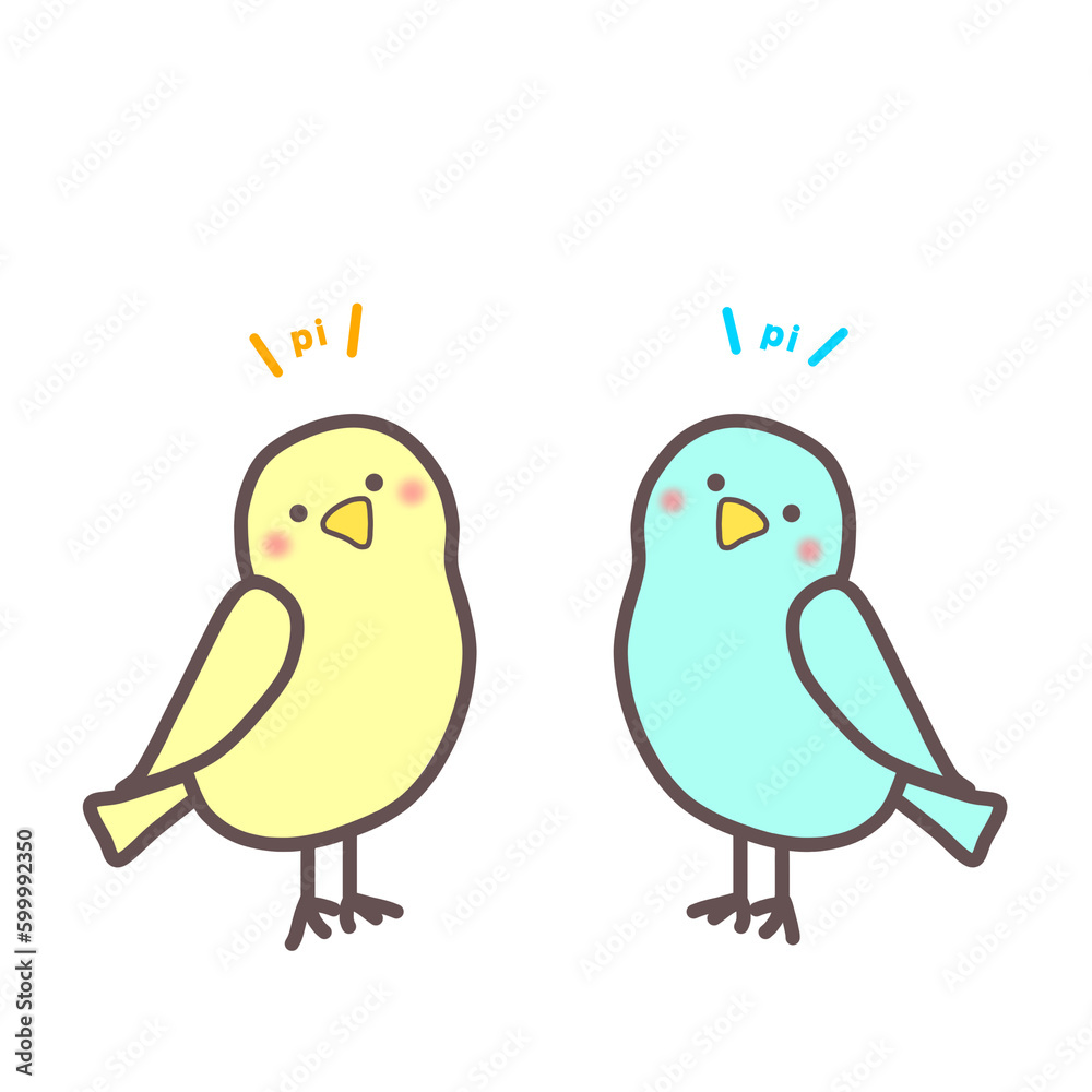 黄色い小鳥と青い小鳥