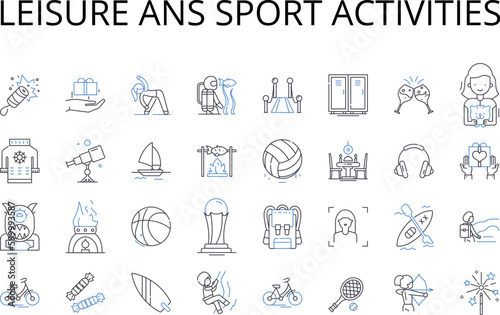 Leisure ans sport activities line icons collection. Recreation, Entertainment, Pursuits, Amusements, Hobbies, Pastimes, Games vector and linear illustration. Play,Fun,Relaxation outline signs set