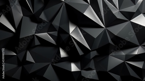 An abstract black background with many triangular shapes. Generative ai