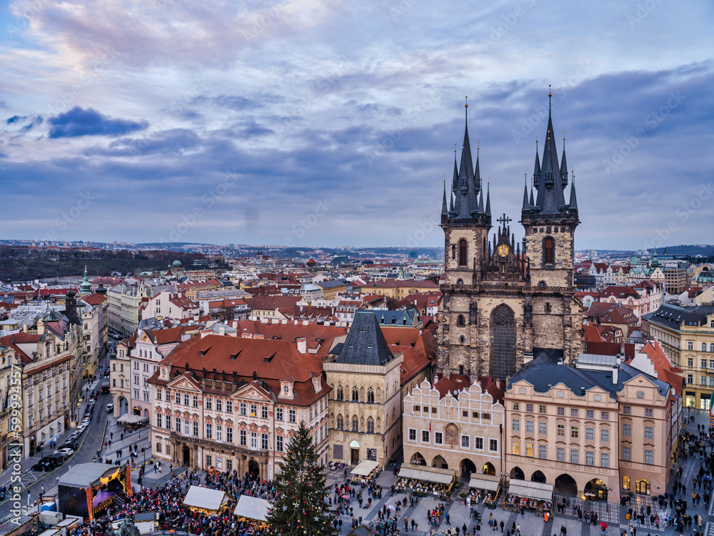 Church of our Lady before Tyn towers and old town square, Prague, Czech Republic
