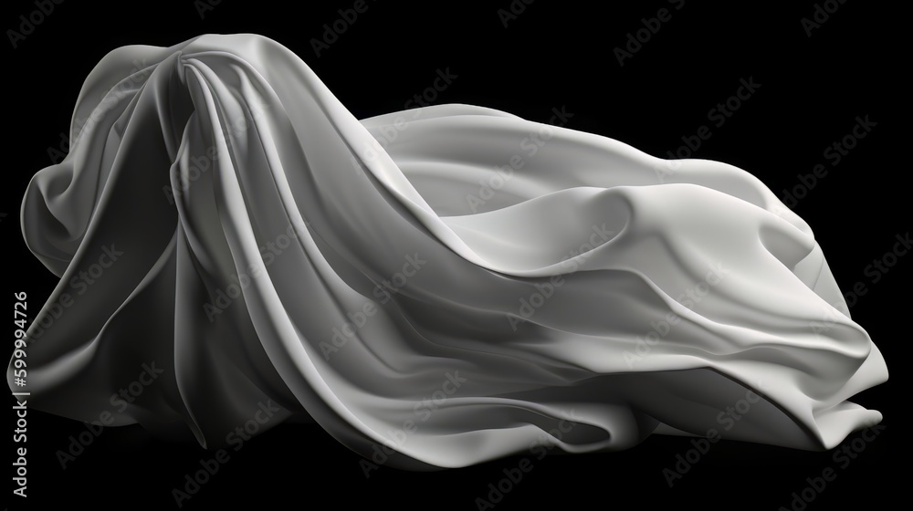 3d abstract white cloth flying fabric dynamic textile. Generative ai