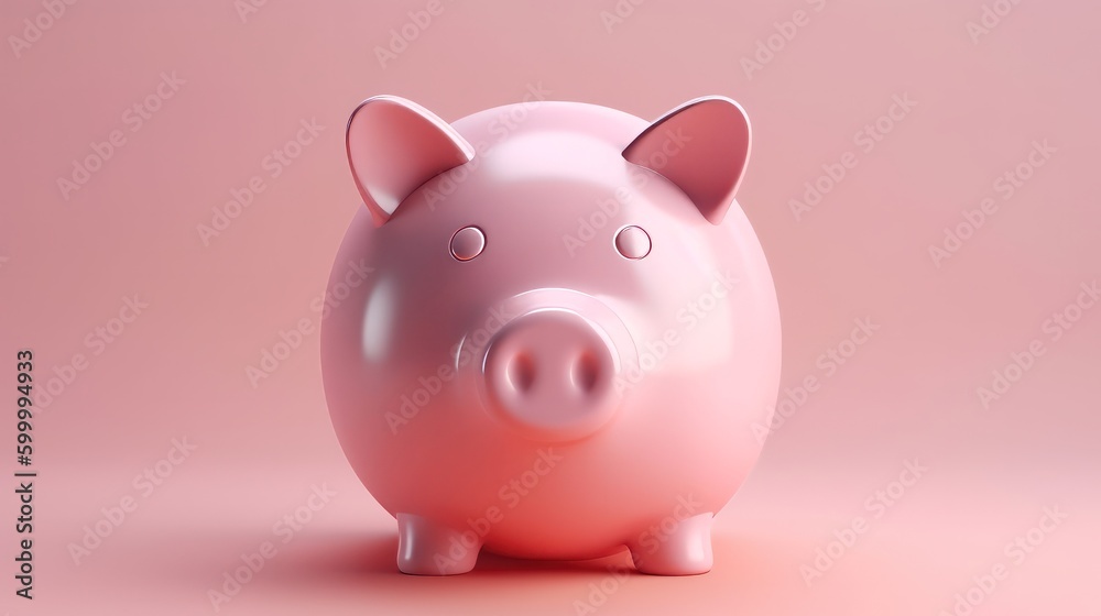 A pink piggy bank on a vibrant pink background. Generative ai