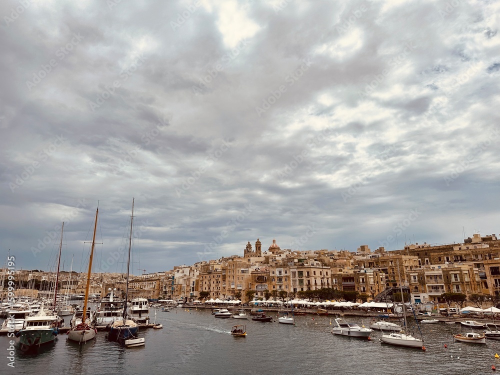 boats in the harbor. Port on Malta with yachts