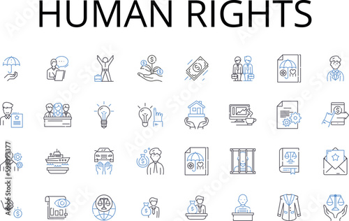 human rights line icons collection. Freedoms, Civil liberties, Equal rights, Fundamental rights, Basic rights, Natural rights, Protected rights vector and linear illustration. Constitutional rights