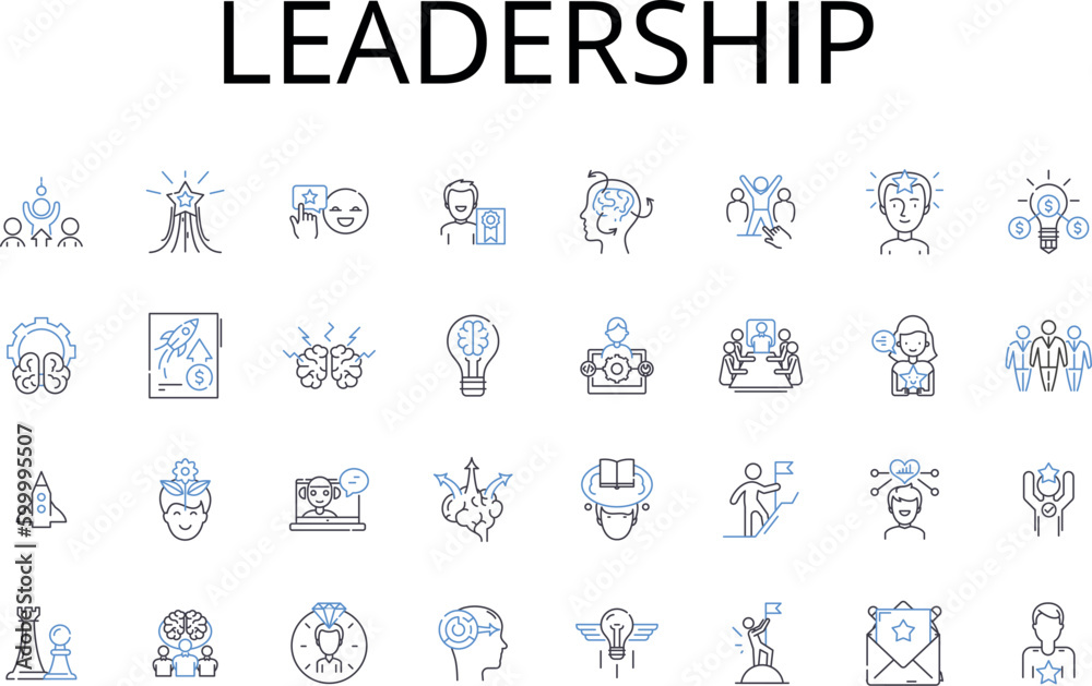 Leadership line icons collection. Management, Authority, Guidance, Command, Direction, Supremacy, Dominion vector and linear illustration. Oversight,Control,Governance outline signs set