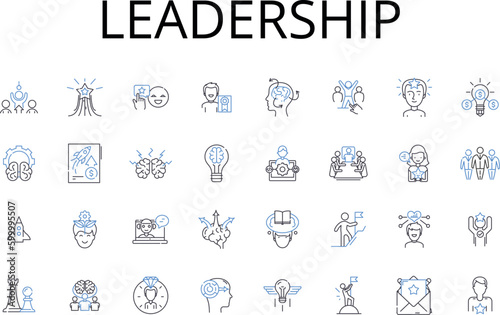 Leadership line icons collection. Management  Authority  Guidance  Command  Direction  Supremacy  Dominion vector and linear illustration. Oversight Control Governance outline signs set