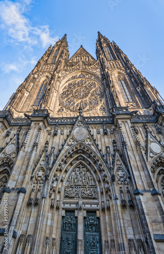 Saints Vitus Cathedral during blue sky afternoon, Prague, Czech Republic