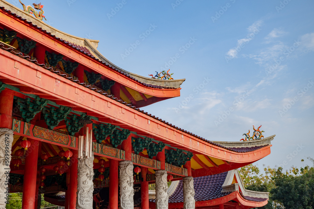 Chinese temple with guardian statue when Chinese new year celebration. The photo is suitable to use for Chinese new year, lunar new year background and content media. Chinese temple with guardian statue when Chinese new year celebration. The photo is suitable to use for Chinese new year, lunar new year background and content media.