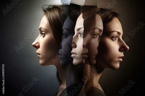 In dissociative identity disorder, formerly called multiple personality disorder, two or more identities alternate in the same person. Generative AI photo