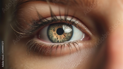 Close up of woman's eye. Makeup, Cosmetics, Beauty. AI Generative