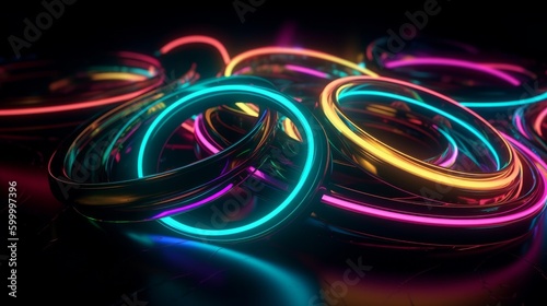 A colorful neon light display on a table. Generative ai
