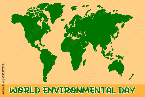World Environment Day illustration of a green map of the world ecology and environment conservation concept forest conservation generative AI