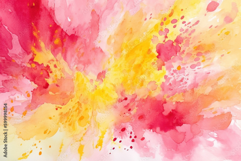 Vibrant and lively watercolor splashes in shades of yellow and pink