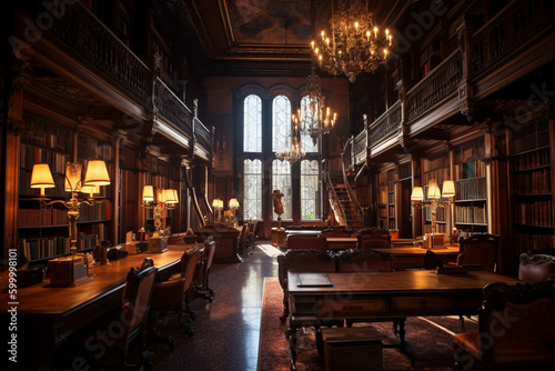 A beautiful historic library with grand architecture and 