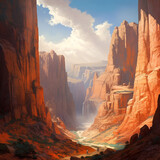 Canyon with towering cliffs