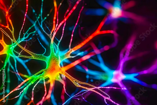 An image of neurons involved in the regulation of sleep, such as neurons in the basal nuclei of the brain. Generative AI