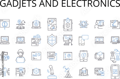 Gadjets and electronics line icons collection. Devices, Appliances, Tech, Gadgets, Machines, Devices, Gizmos vector and linear illustration. Tools,Instruments,Hardware outline signs set
