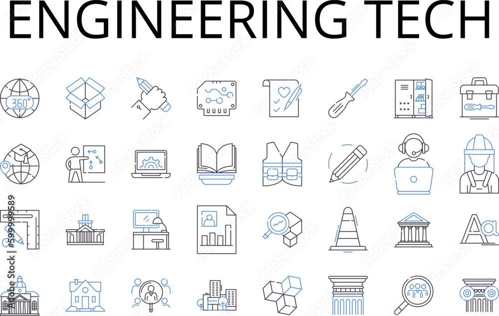Engineering tech line icons collection. Accounting finance, Biology life, Chemistry science, Creative art, Decision making choice, Education learning, Environmental ecology vector and linear