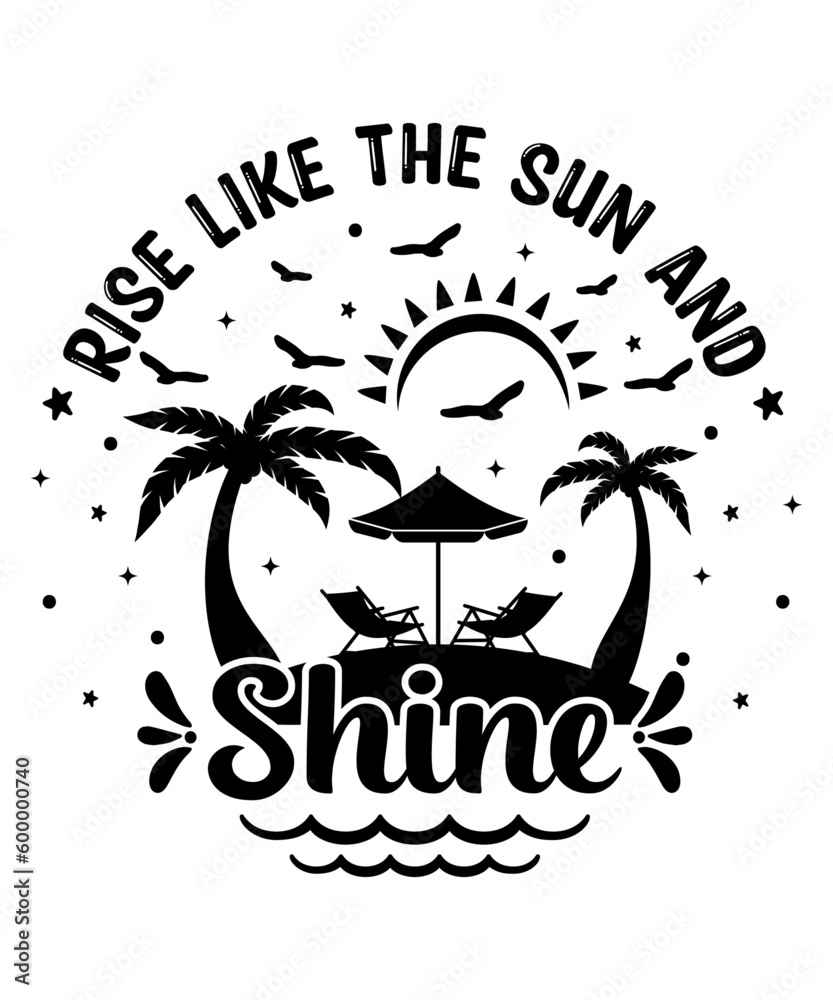 Naklejka premium Summer holidays typography inspirational quotes or sayings design for t-shirts, mugs, greeting cards, photo overlays, decor prints and poster vector illustration