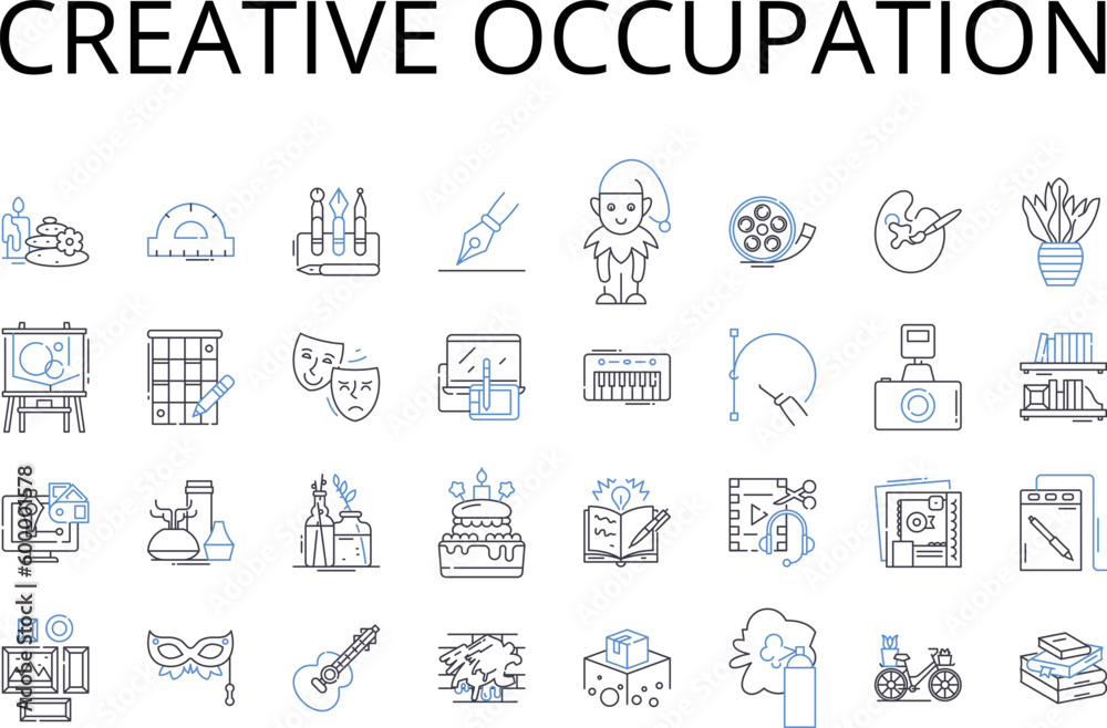 Creative occupation line icons collection. Artistic career, Innovative profession, Imaginative work, Original job, Resourceful employment, Inspired occupation, Visionary vocation vector and linear Creative occupation line icons collection. Artistic career, Innovative profession, Imaginative work, Original job, Resourceful employment, Inspired occupation, Visionary vocation vector and linear
