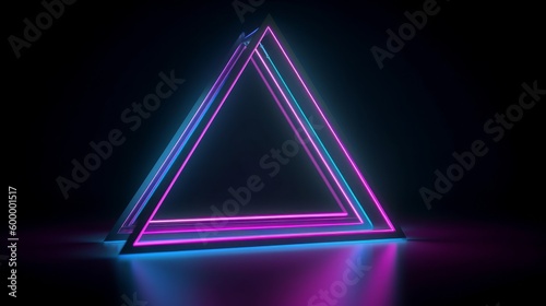 A neon-lit triangle-shaped object. Generative ai