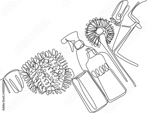 Home cleaning service landing page design concept, illustration of janitors with cleaning tools. Vector illustration