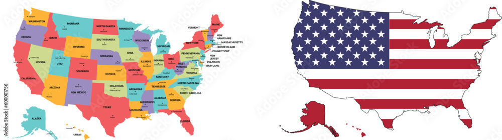 map of american states with names