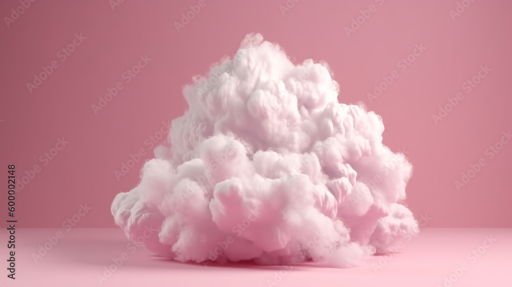 White clouds on a pink sky background. Generative ai